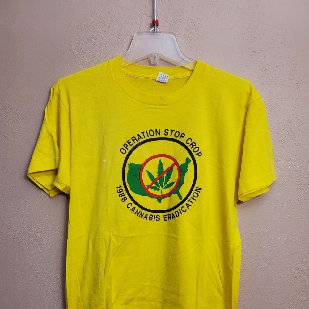1988 Operation Stop Crop yellow cotton tee